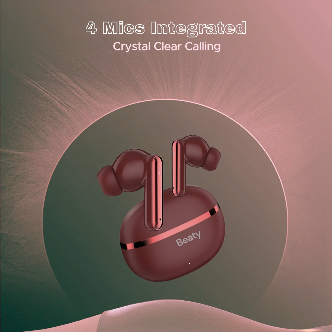 (Red) FreeVibe T9 Wireless Earbuds — Low-Latency Gaming, ANC, 60-Hour Battery, Clear Calling, Touch Control, IPX4 Water-Resistant