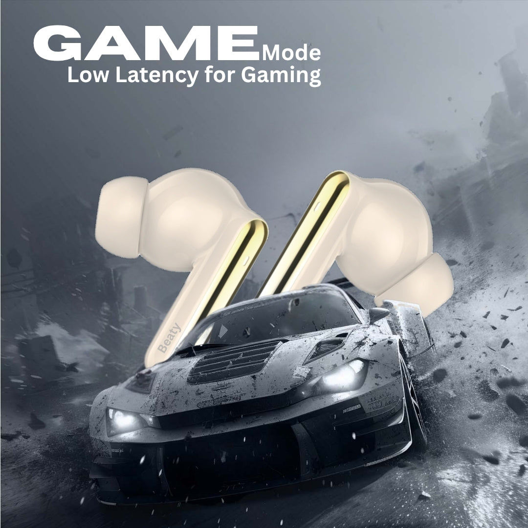 (Gold) FreeVibe T9 Wireless Earbuds — Low-Latency Gaming, ANC, 60-Hour Battery, Clear Calling, Touch Control, IPX4 Water-Resistant