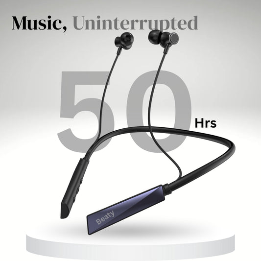 (Black) Pulse X Wireless Neckband with Magnetic Auto ON/OFF, Active Noise Cancellation, 50+ Hours Battery, Fast Charging, Low Latency Gaming, IPX7 Waterproof & Boosted Bass Audio