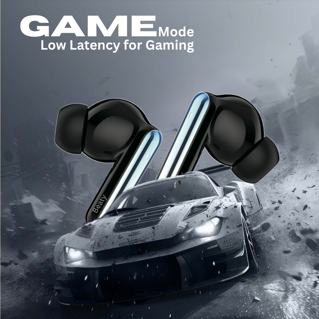 (Black) FreeVibe T9 Wireless Earbuds — Low-Latency Gaming, ANC, 60-Hour Battery, Clear Calling, Touch Control, IPX4 Water-Resistant