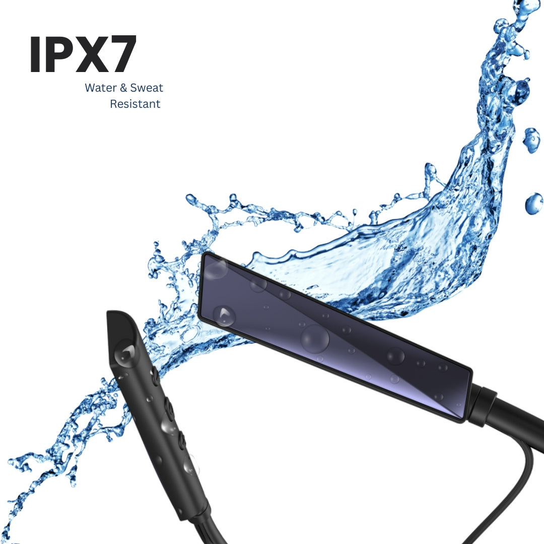 (Black) Pulse X Wireless Neckband with Magnetic Auto ON/OFF, Active Noise Cancellation, 50+ Hours Battery, Fast Charging, Low Latency Gaming, IPX7 Waterproof & Boosted Bass Audio