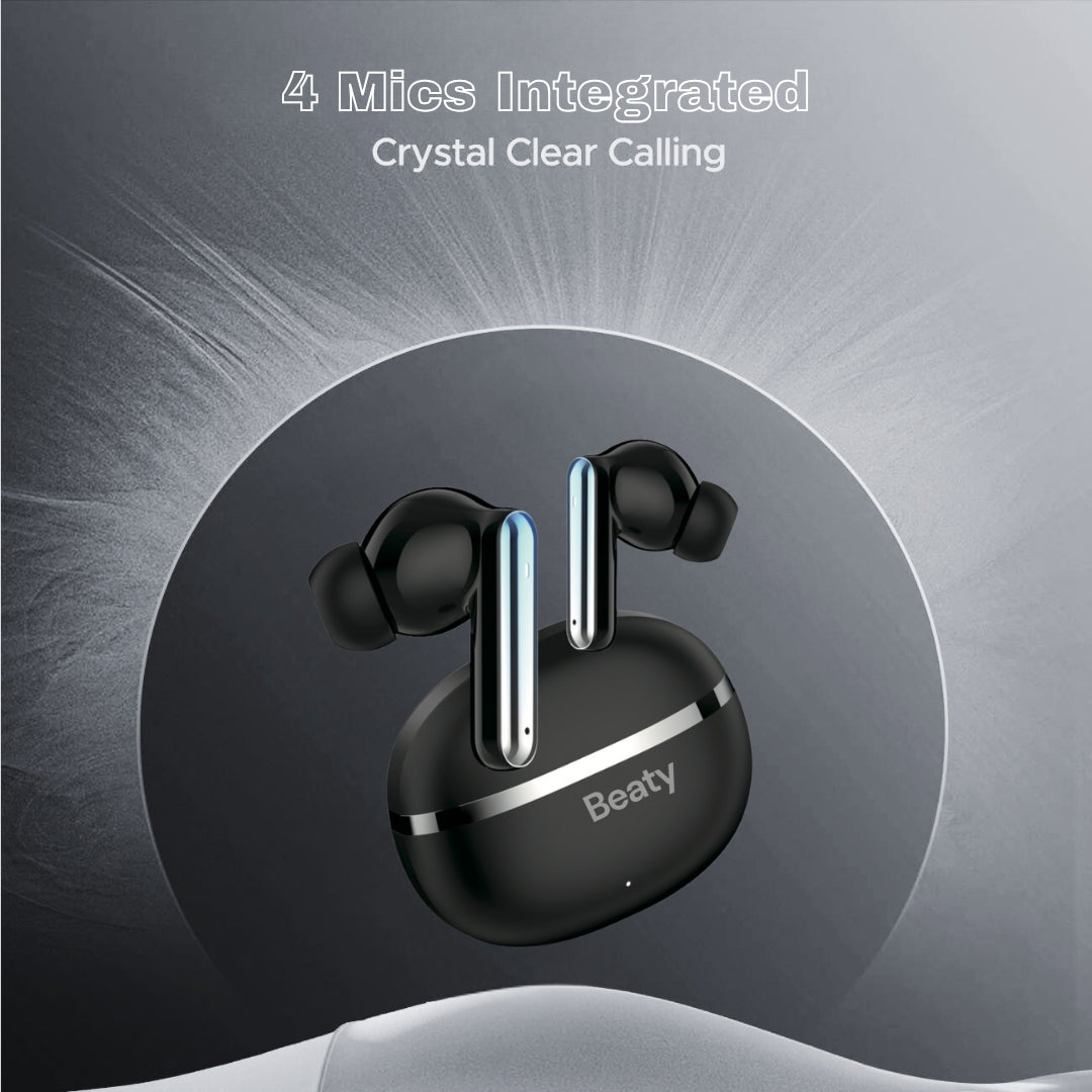 (Black) FreeVibe T9 Wireless Earbuds — Low-Latency Gaming, ANC, 60-Hour Battery, Clear Calling, Touch Control, IPX4 Water-Resistant