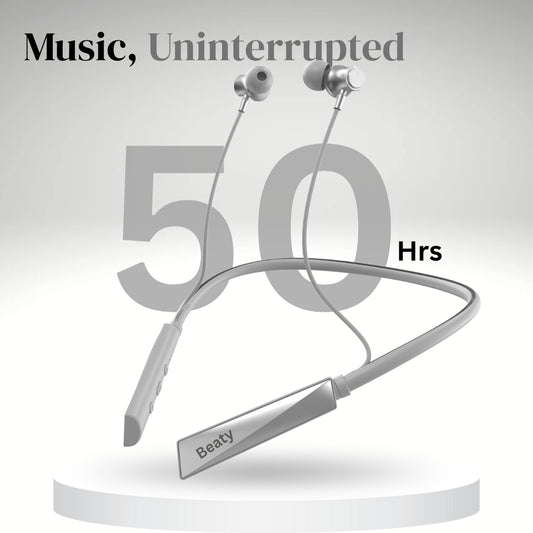 (White) Pulse X Wireless Neckband with Magnetic Auto ON/OFF, Active Noise Cancellation, 50+ Hours Battery, Fast Charging, Low Latency Gaming, IPX7 Waterproof & Boosted Bass Audio