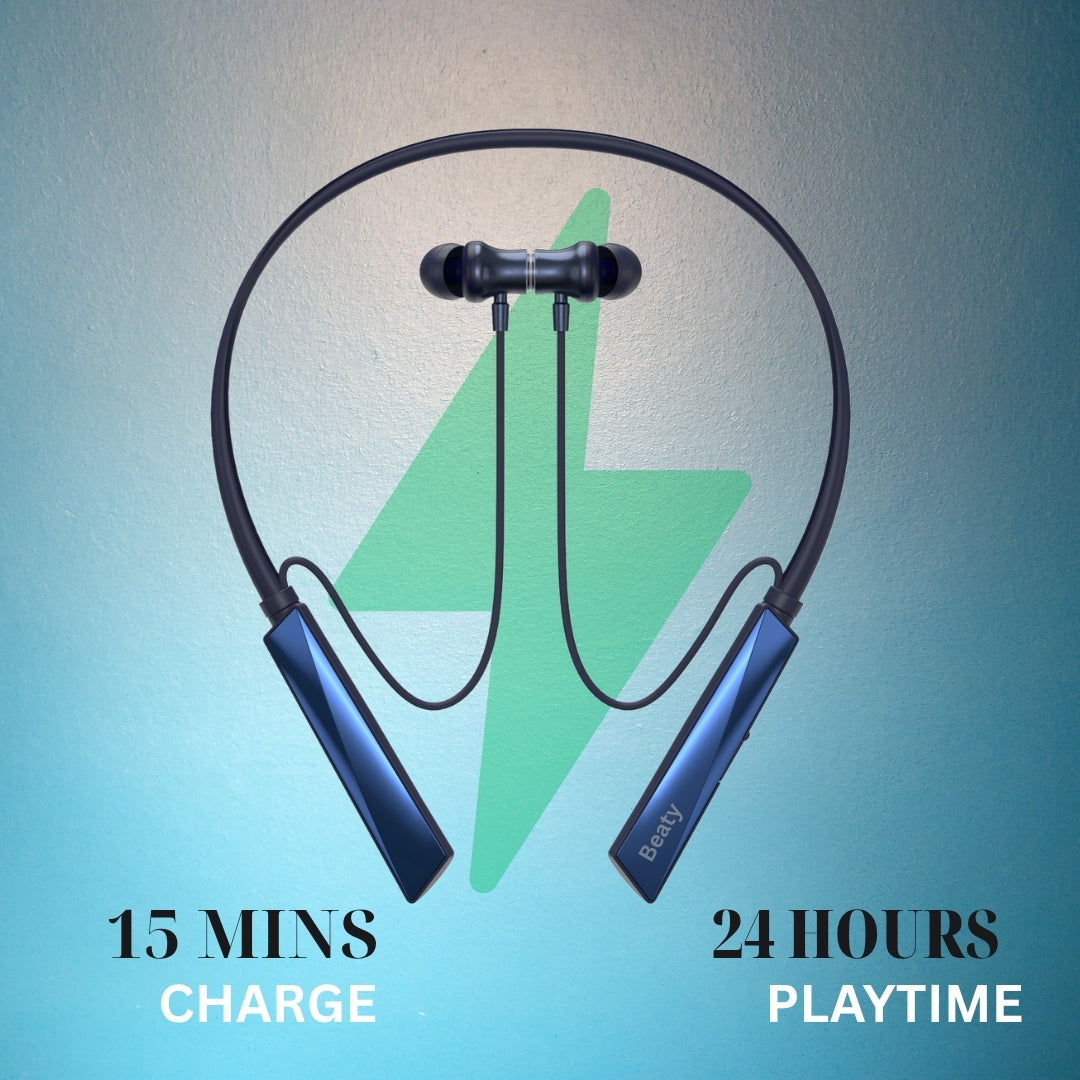(Blue) Pulse X Wireless Neckband with Magnetic Auto ON/OFF, Active Noise Cancellation, 50+ Hours Battery, Fast Charging, Low Latency Gaming, IPX7 Waterproof & Boosted Bass Audio