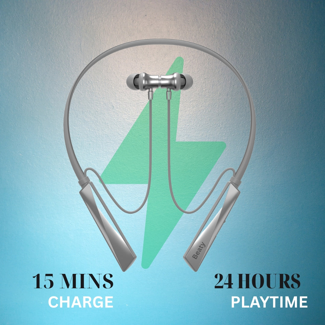 (White) Pulse X Wireless Neckband with Magnetic Auto ON/OFF, Active Noise Cancellation, 50+ Hours Battery, Fast Charging, Low Latency Gaming, IPX7 Waterproof & Boosted Bass Audio