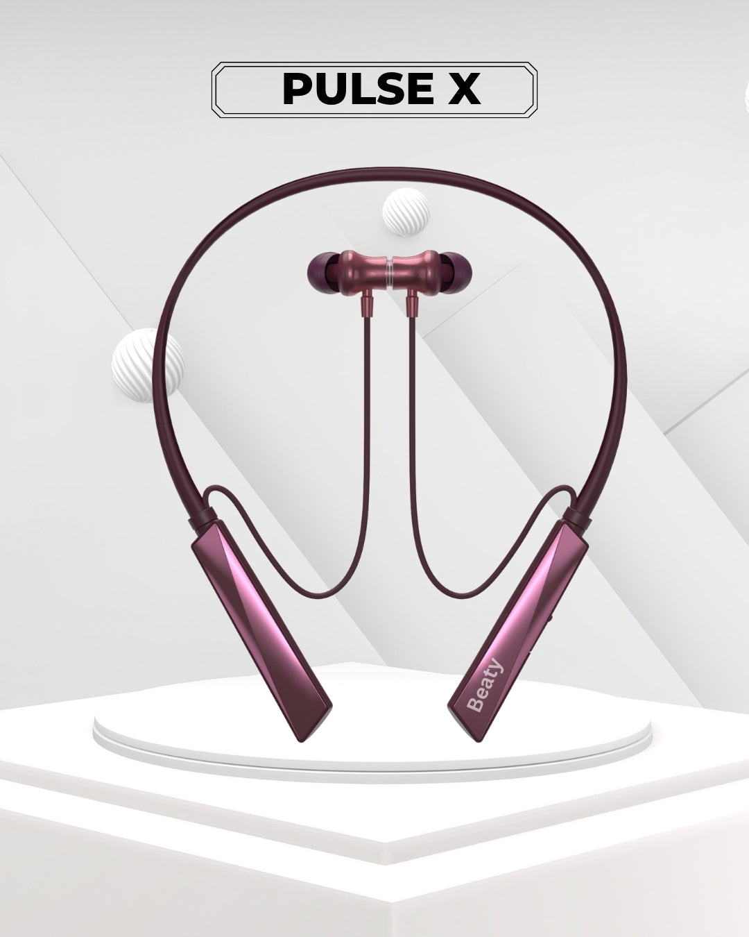 (Red) Pulse X Wireless Neckband with Magnetic Auto ON/OFF, Active Noise Cancellation, 50+ Hours Battery, Fast Charging, Low Latency Gaming, IPX7 Waterproof & Boosted Bass Audio