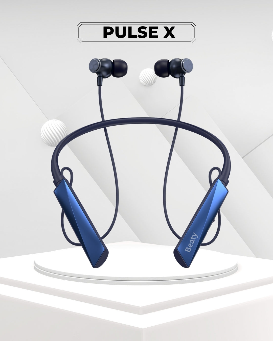 (Blue) Pulse X Wireless Neckband with Magnetic Auto ON/OFF, Active Noise Cancellation, 50+ Hours Battery, Fast Charging, Low Latency Gaming, IPX7 Waterproof & Boosted Bass Audio