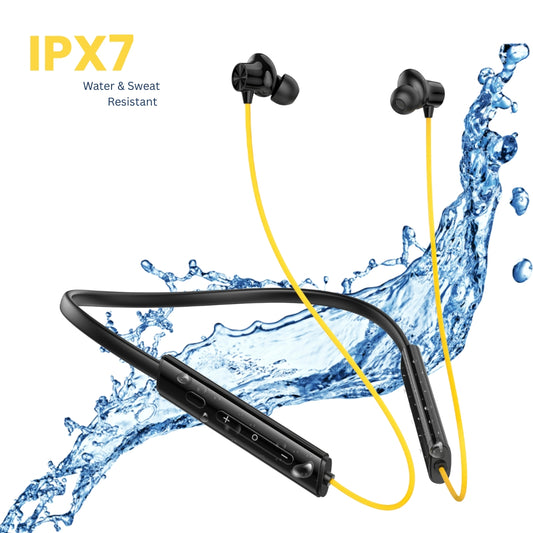 (Yellow) Pulse Wireless Neckband – 40+ Hours Battery, ENC, Magnetic Auto ON/OFF, IPX7 Waterproof & Boosted Bass Audio