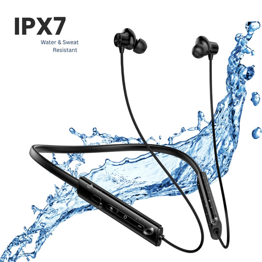 (Black) Pulse Wireless Neckband – 40+ Hours Battery, ENC, Magnetic Auto ON/OFF, IPX7 Waterproof & Boosted Bass Audio
