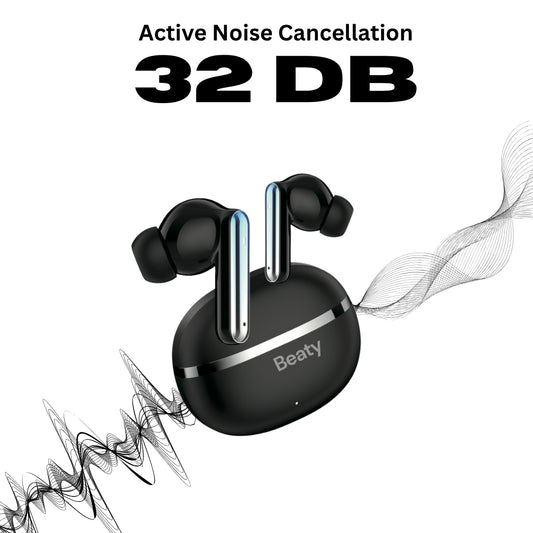 (Black) FreeVibe T9 Wireless Earbuds — Low-Latency Gaming, ANC, 60-Hour Battery, Clear Calling, Touch Control, IPX4 Water-Resistant