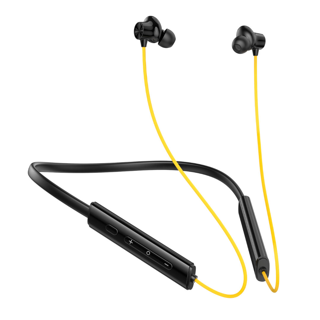 (Yellow) Pulse Wireless Neckband – 40+ Hours Battery, ENC, Magnetic Auto ON/OFF, IPX7 Waterproof & Boosted Bass Audio