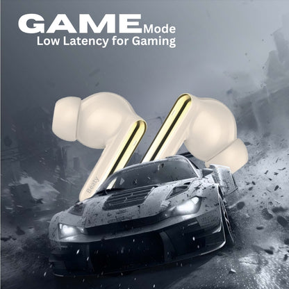 (Gold) FreeVibe T9 Wireless Earbuds — Low-Latency Gaming, ANC, 60-Hour Battery, Clear Calling, Touch Control, IPX4 Water-Resistant