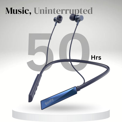 (Blue) Pulse X Wireless Neckband with Magnetic Auto ON/OFF, Active Noise Cancellation, 50+ Hours Battery, Fast Charging, Low Latency Gaming, IPX7 Waterproof & Boosted Bass Audio