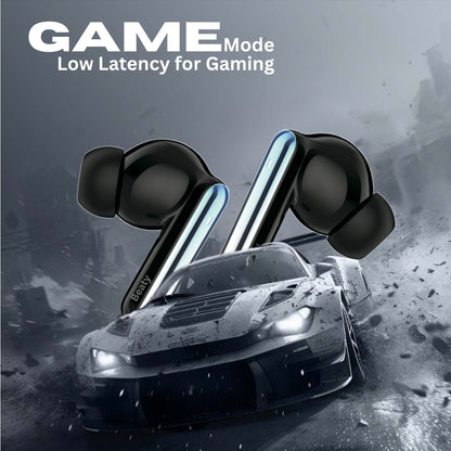 (Black) FreeVibe T9 Wireless Earbuds — Low-Latency Gaming, ANC, 60-Hour Battery, Clear Calling, Touch Control, IPX4 Water-Resistant