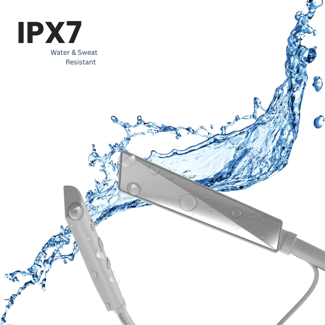 (White) Pulse X Wireless Neckband with Magnetic Auto ON/OFF, Active Noise Cancellation, 50+ Hours Battery, Fast Charging, Low Latency Gaming, IPX7 Waterproof & Boosted Bass Audio
