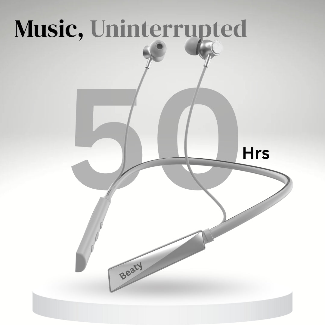 (White) Pulse X Wireless Neckband with Magnetic Auto ON/OFF, Active Noise Cancellation, 50+ Hours Battery, Fast Charging, Low Latency Gaming, IPX7 Waterproof & Boosted Bass Audio
