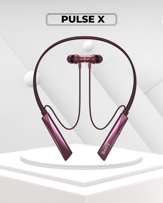 (Red) Pulse X Wireless Neckband with Magnetic Auto ON/OFF, Active Noise Cancellation, 50+ Hours Battery, Fast Charging, Low Latency Gaming, IPX7 Waterproof & Boosted Bass Audio