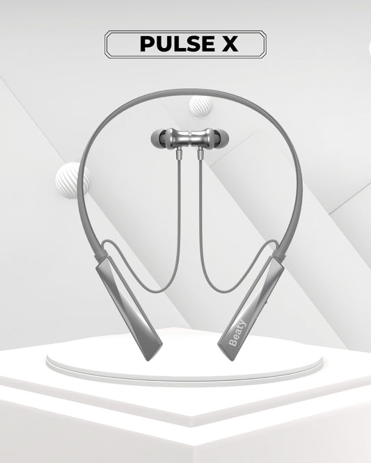 (White) Pulse X Wireless Neckband with Magnetic Auto ON/OFF, Active Noise Cancellation, 50+ Hours Battery, Fast Charging, Low Latency Gaming, IPX7 Waterproof & Boosted Bass Audio