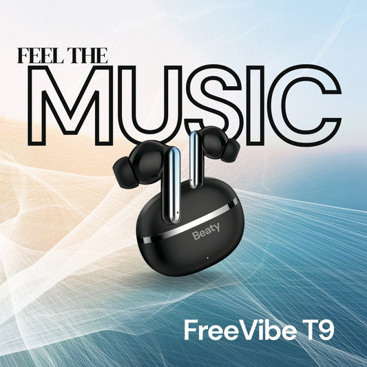 (Black) FreeVibe T9 Wireless Earbuds — Low-Latency Gaming, ANC, 60-Hour Battery, Clear Calling, Touch Control, IPX4 Water-Resistant
