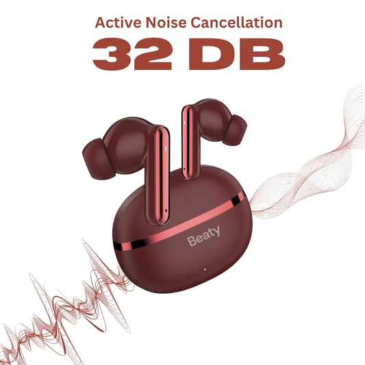 (Red) FreeVibe T9 Wireless Earbuds — Low-Latency Gaming, ANC, 60-Hour Battery, Clear Calling, Touch Control, IPX4 Water-Resistant