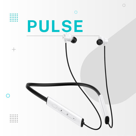 (White) Pulse Wireless Neckband – 40+ Hours Battery, ENC, Magnetic Auto ON/OFF, IPX7 Waterproof & Boosted Bass Audio