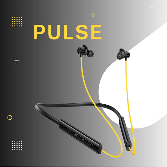 (Yellow) Pulse Wireless Neckband – 40+ Hours Battery, ENC, Magnetic Auto ON/OFF, IPX7 Waterproof & Boosted Bass Audio