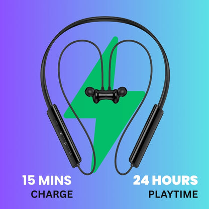 (Black) Pulse Wireless Neckband – 40+ Hours Battery, ENC, Magnetic Auto ON/OFF, IPX7 Waterproof & Boosted Bass Audio