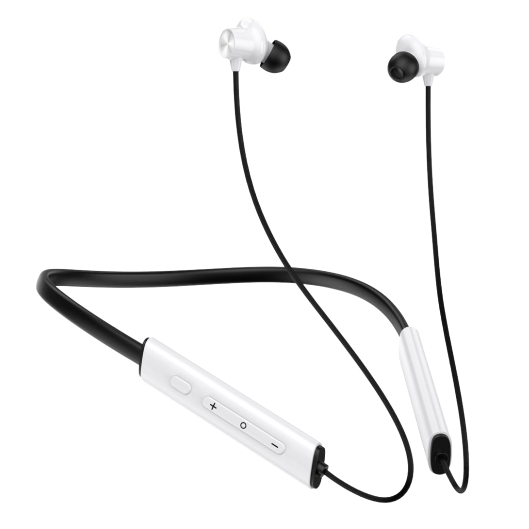 (White) Pulse Wireless Neckband – 40+ Hours Battery, ENC, Magnetic Auto ON/OFF, IPX7 Waterproof & Boosted Bass Audio